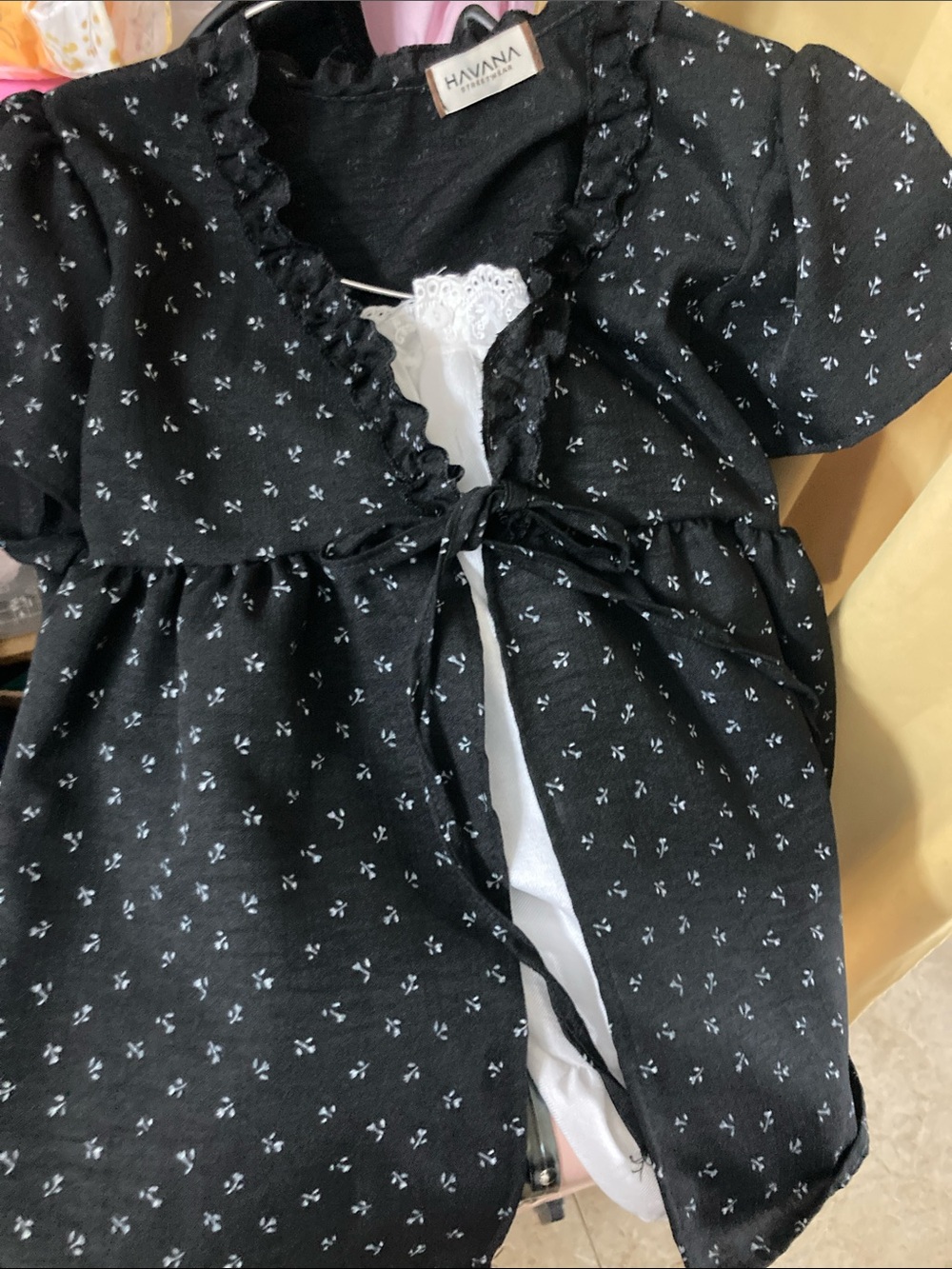Havana Black Floral Tie-Front Top